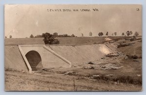 J90/ Lowell Wisconsin RPPC Postcard c1910 C&NW Railroad Bridge  319