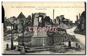 Postcard Ancient Ruins Place Army Montdidier Parmentier The statue was washed...