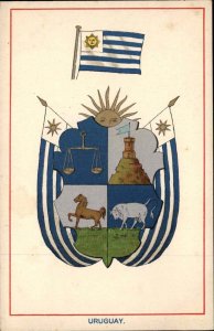 Uruguay Flag Heraldic Shield Scales Sun c1910 Vintage Postcard