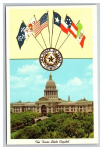 Vintage 1950s Postcard Texas State Capitol and Flags Austin, Texas