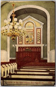 Interior Of Old First Church Bennington Vermont Religious Antique  Postcard