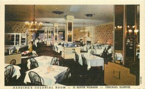 Chicago Illinois Harding's Colonial Room Restaurant Teich 1940s Postcard