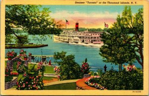 Steamer Toronto at the Thousand Islands New York NY Linen Postcard E6