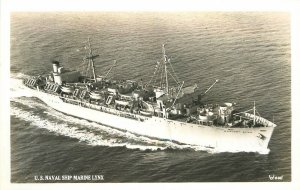 Postcard 1950s RPPC US Naval Ship Marine Lynx Military Wood 23-12696