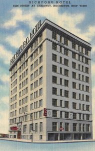 Rochester, NY New York   RICHFORD HOTEL Elm & Chestnut  ca1940's Linen Postcard