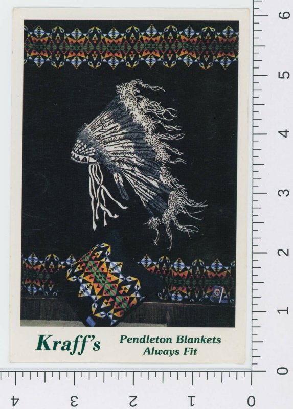 1999 Kraff's Pendleton Blankets Native American Postcard Indian Headdress WA