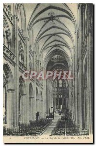 Old Postcard Coutances The Nave of the Cathedral