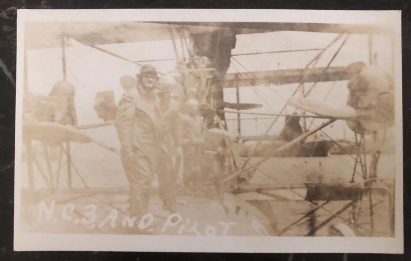 Mint USA Real Picture Postcard RPPC Flying Boat The Curtiss NC 3 And Pilot