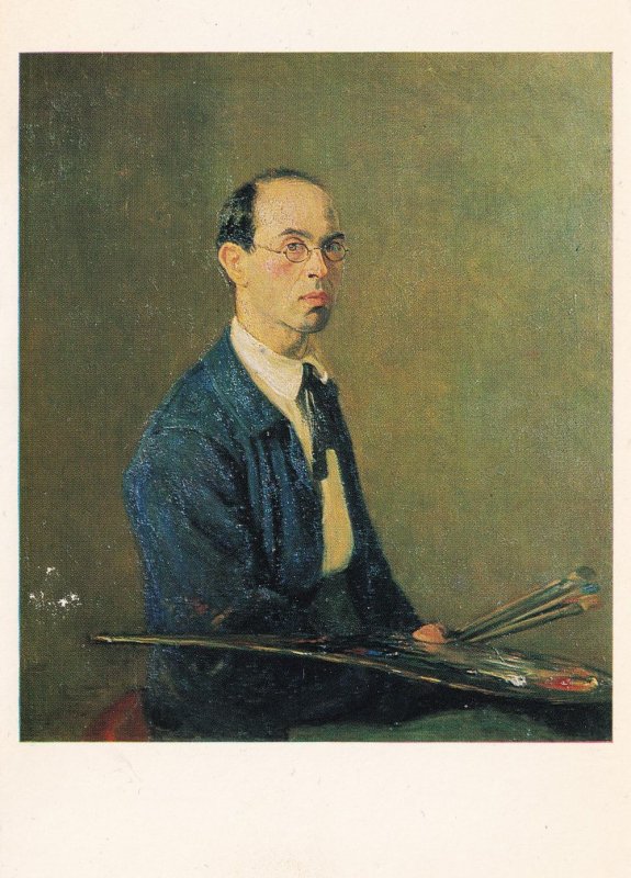 Sir William Rothenstein Bradford Art Gallery Self Portrait Painting Postcard