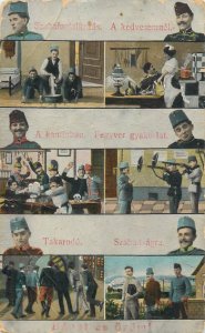 Military life multi views ww1 greetings postcard Hungary