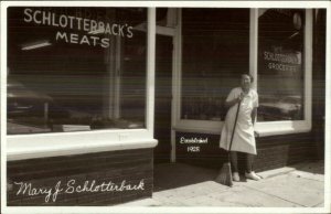Ligonier IN Mary Schlotterback Meats Storefront Real Photo Postcard 1960s-70s