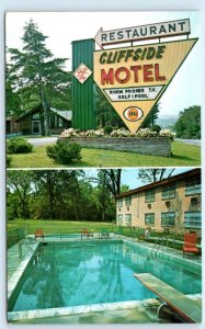 HARPERS FERRY, WV West Virginia ~ Roadside CLIFFSIDE MOTEL Pool c1960s Postcard