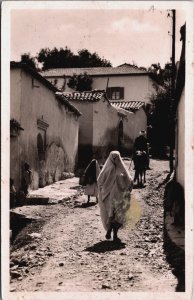 Algeria Blida Rue du Quartier Arabe Vintage RPPC C156