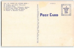 MOBILE, ALABAMA Large Letter Linen Postcard  Jesters Rock, Harbor Scene, Azaleas