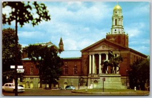 Postcard Hartford Connecticut CT Bushnell Statue Dome Cars 1950s Chrome