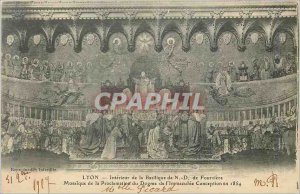Postcard Old Lyon Interior of the Basilica of N D Fouviere Mosaic of the Dogm...