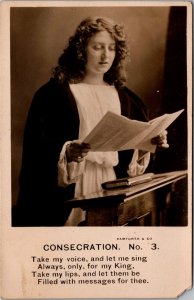 Woman Singing, Consecration No. 3 Bamforth Vintage Postcard O56