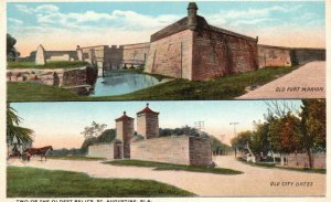 Vintage Postcard 1930's Two of the Oldest Relics St. Augustine FL Florida