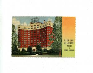 Park Lane Apartment Hotel Denver Colorado linen Curt Teich sample postcard