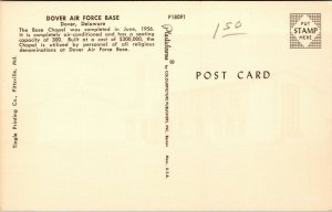 Vtg Base Chapel Dover Air Force Base Dover Delaware DE Unused Postcard