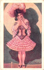 Artist Signed Damaged Girl dressed up, Weskow Unused 