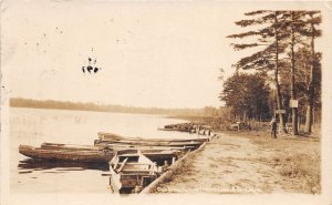 J34/ Bitely Michigan RPPC Postcard c1910 Oak Grove Park Boats Pickerell 144