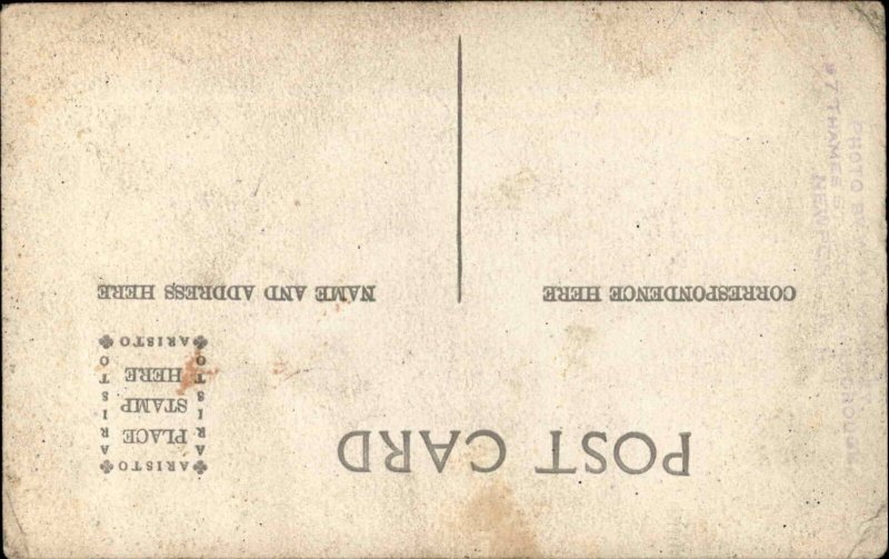 Navy Sailor in Uniform Studio Prop Backdrop c1910 Real Photo Postcard 