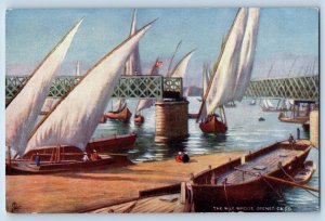 1910 Tuck Oilette Vintage Postcard Nile Bridge Opened Cairo Egypt Pier No. 7201
