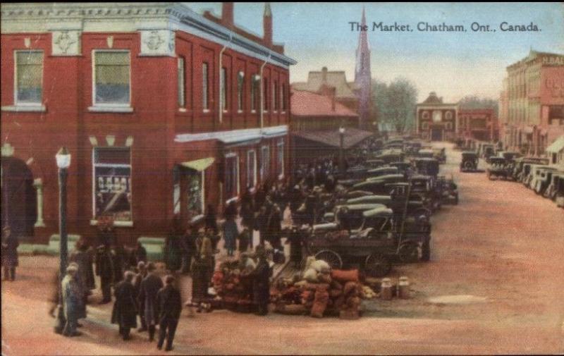 Chatham Ontario The Market Street Scene Postcard