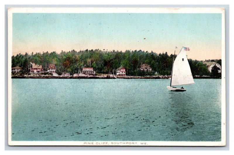 Boat on Water Near Southport Maine ME 1914 DB Postcard U8