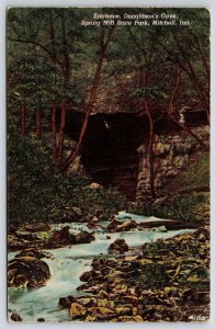 1951 Donaldson's Cave Entrance Spring Mill State Park Mitchell Indiana Postcard