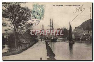 Old Postcard Quimper The Way Hauling Boats