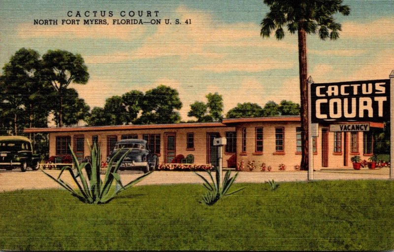 Florida Fort Myers Cactus Court 1955 Curteich