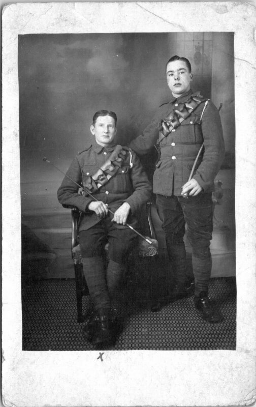 RPPC 2 Young Calvary Soldiers Crops Bullet Satchels  - A18