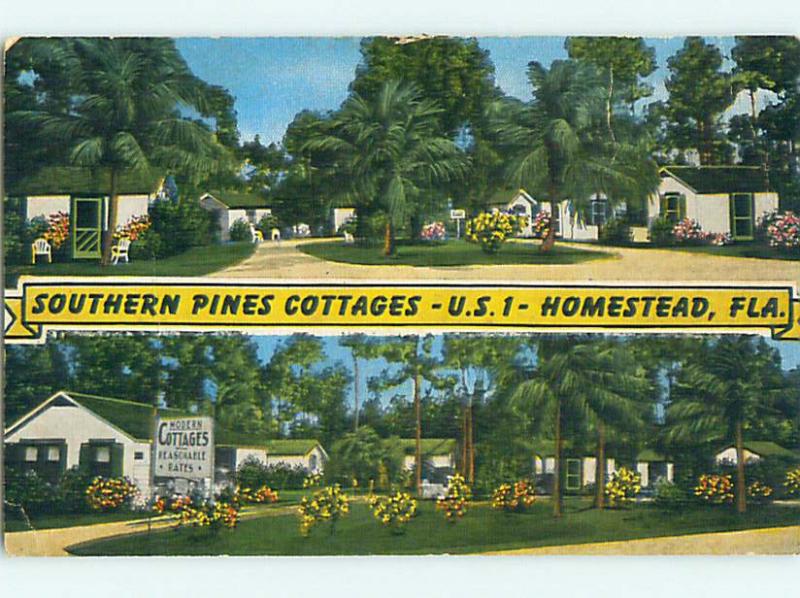 Unused Linen SOUTHERN PINES MOTEL COTTAGES Homestead Florida FL t0360