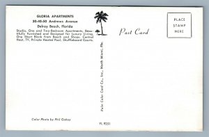 DELRAY BEACH FL GLORIA APARTMENTS VINTAGE POSTCARD