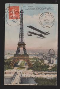 Eiffel Tower With Military Aircraft - Used 1914 With Eiffel Tower Cancel