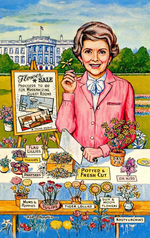 Nancy Reagan - Flower Sale   Artist Signed: Art Strader