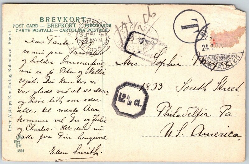 Nykobing Falster Denmark 1908 Postcard Bridge City View