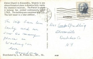 circa 1964 Alexandria Christ Church Virginia Postcard 2T7-154