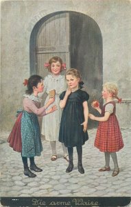 The poor orphans - German artist postcard