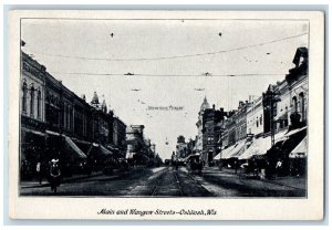 1907 Horse Carriage Business Section Main Wangow Streets Oshkosh WI Postcard