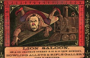 1870s Lion Saloon Bowling Alley Rifle Gallery Train Engraved Rare Kammitter P54