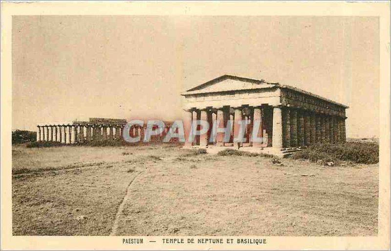 Old Postcard PAESTUM - TEMPLE OF NEPTUNE AND BASIL