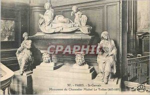 Postcard Old Paris St Gervais Monument Chancellor Michael the tellies (1603 1...