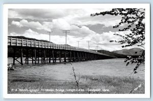 Sandpoint Idaho ID Postcard RPPC Photo World's Longest All Wooden Bridge c1950s