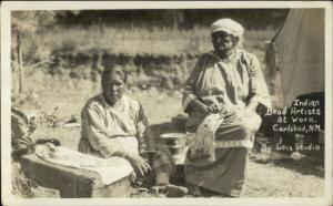 Carlsbad NM Native Indian Women Bead Artists Leck Studio Real Photo Postcard