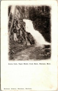 Grotto Falls Upper Middle Creek Basin Bozeman Montana Postcard Armory DB UNP