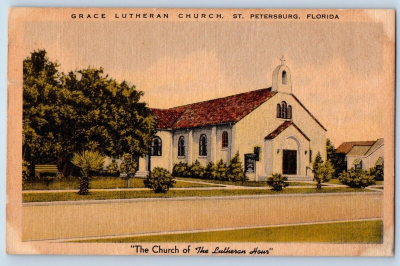 St Petersburg Florida FL Postcard Grace Lutheran Church Building 1940 Vintage