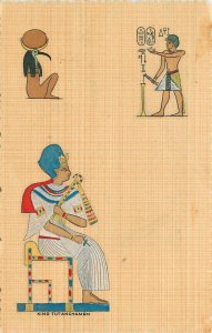 Hand Painted Postcard Egypt Scene King Tut Tutankhamun Posted Denmark 1931